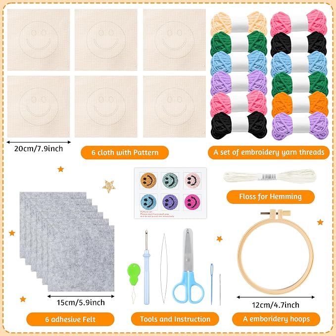 FoszaSzept Smile Punch Needle Coaster Kit, Easy DIY Mug Tufted Making Set - Image 2