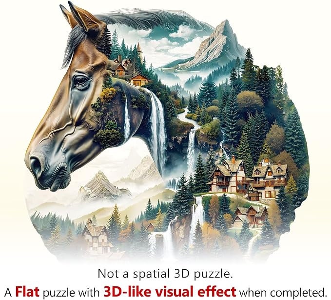 Mountain and River Horse Puzzles Adults Gifts Wooden 100 Pieces 8.5 * 8.2in - Image 9