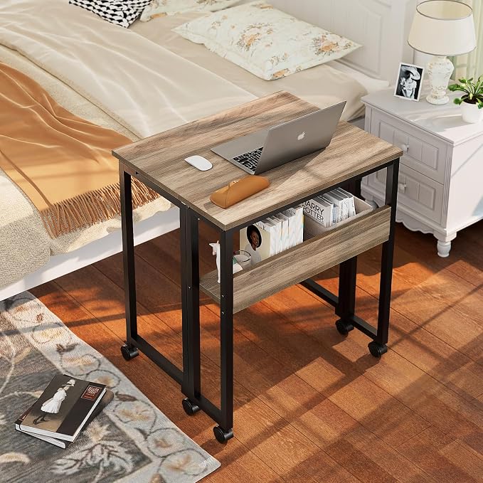 GreenForest Folding Desk with Wheels, 24.8" Rolling Table - Image 2