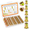 Metric Rivet Nut Assortment Kit, 105Pcs Carbon Steel SAE Rivet Nut, M3 M4 M5 M6 M8 UNC Flat Head Rivnut Set, Threaded Insertion Nut Sets for Automotive, Mechanical and Other Equipment