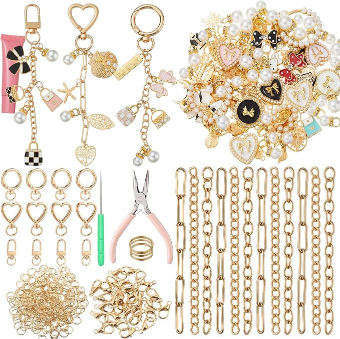 VioraWhite 457 Pcs Charms Lip Gloss Keychain Making Kit, DIY Craft by VioraWhite