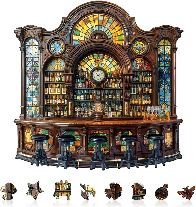 Classic Bar Puzzles Adults Gifts Wooden 100 Pieces 8.5 * 8.5in by Jollitot