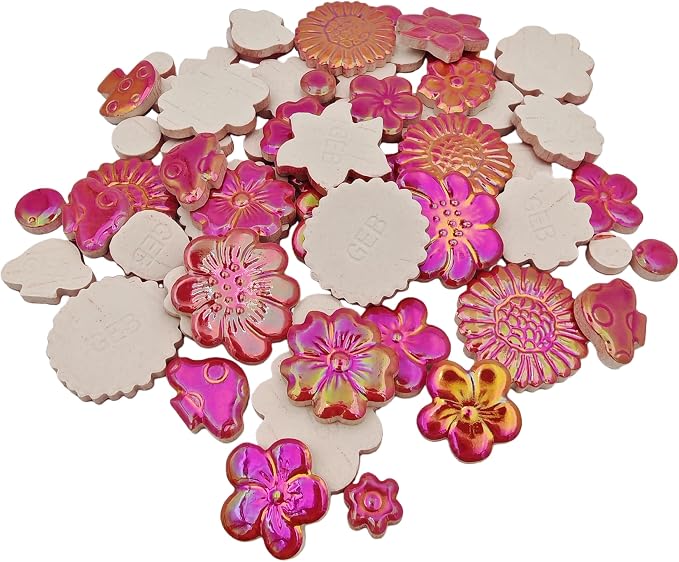 500g/1.1lb Ceramic Mosaic Tiles Mixed Shapes of Flowers, Mushrooms - Image 9