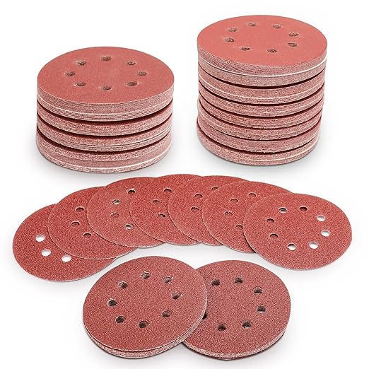 100 PCS 5 Inch Sanding Discs 40 Grit Hook and Loop Adhesive Round Sandpaper for Random Orbital Sander
