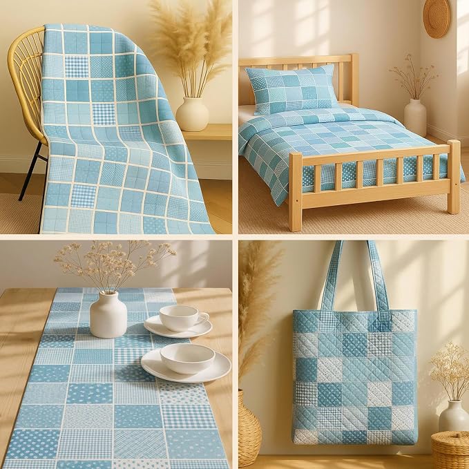 Cotton Satin Patchwork Fabric Panel – 35 Designs, 20×20 cm Squares, Single - Image 9