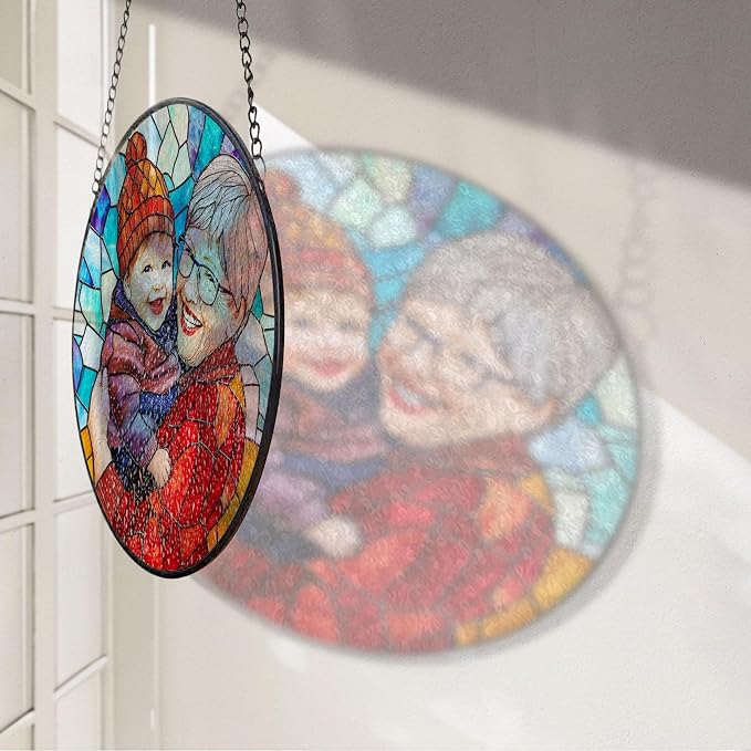 LOVELYPOD Custom Grandma and Grandkids Faux Stained Glass Sun Catcher, - Image 5