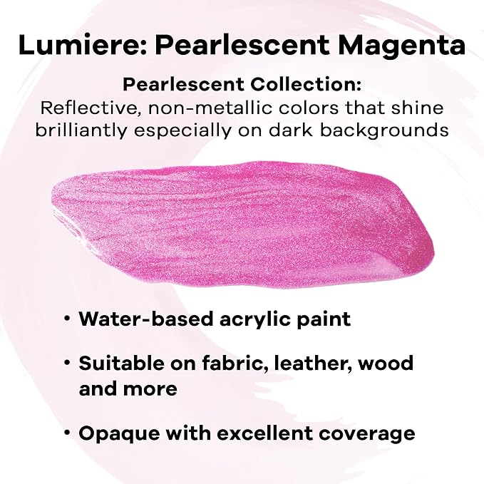 Jacquard Lumiere 2.25oz Fabric Paint Pearlescent Magenta - Image 2