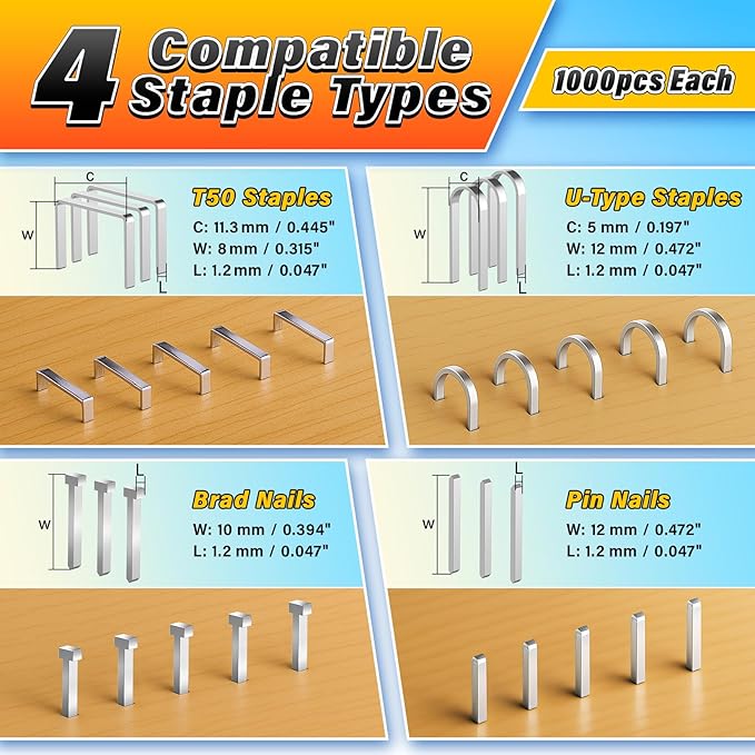 DIYSELF Staple Gun Heavy Duty 4-in-1 Upholstery Staple Gun with 4000 Staples Remover Fabric Stapler Stapler Gun for Wood Upholstering Crafts Carpet Wire grapadora para Madera