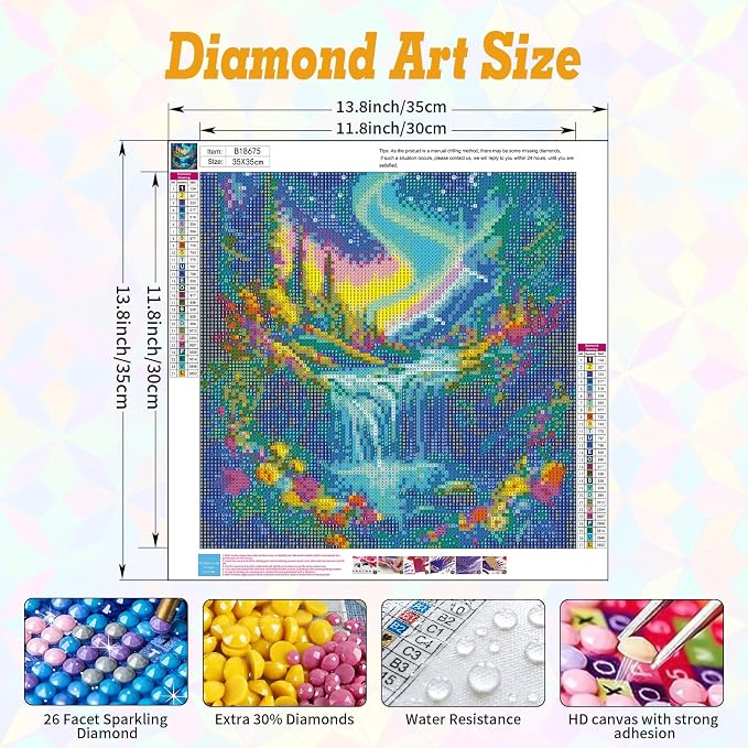 Waterfall Diamond Art Kits for Adults Beginners 14x14 in, DIY Craft Gift | - Image 3