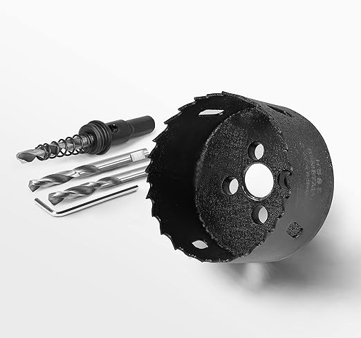 2-1/2 Inch Hole Saw with 3/8" Triangle Shank Quick Change Arbor, JTemgle Bi-Metal Hole Saw Heavy Duty Hole Cutting Tool for Cornhole Boards, Recessed Lights, Wood, Plastic, Drywall & Soft Metal
