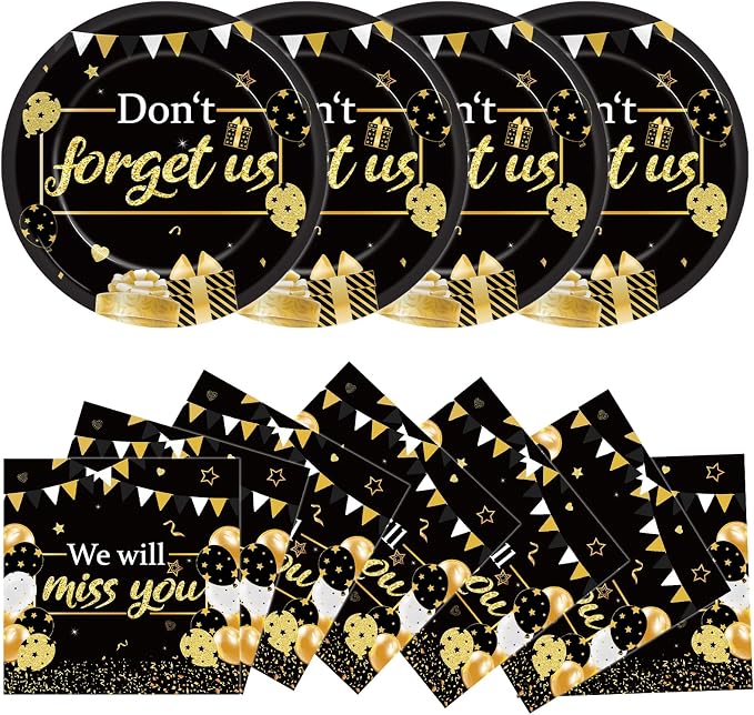48Pcs We Will Miss You Paper Plates and Napkins Farewell Party Decorations by Qyeahkj