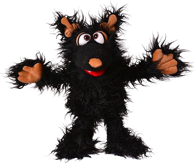 Living Puppets 12-Inch Plush Black Dog Hand Puppet by PlayfulMinds-Toys