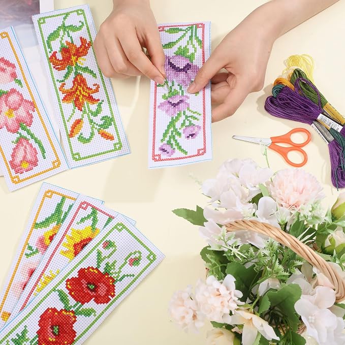 ORIGACH 6 Set Flowers Cross Stitch Bookmark Kit - Image 3