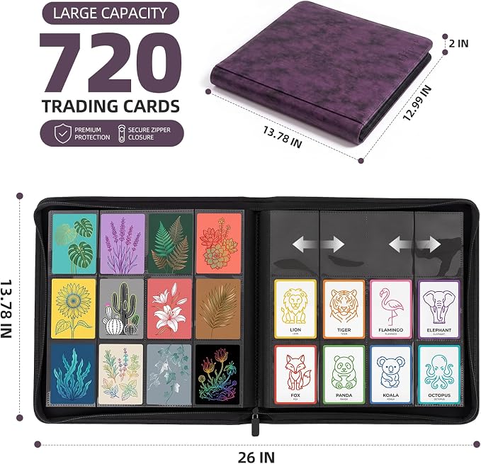 Card Binder 12 Pocket, Premium 720 Double Sided Pocket Collection Binder - Image 3