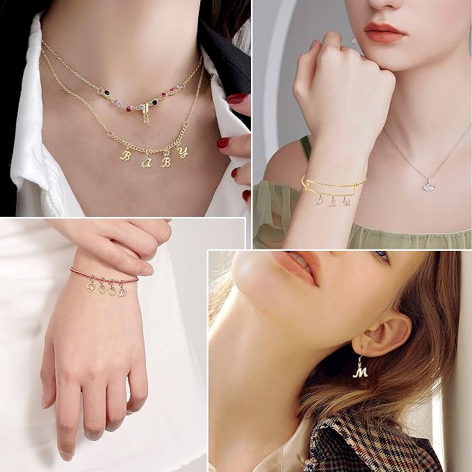 SANNIX 156Pcs/6 Sets Gold Letter Charms - Image 7
