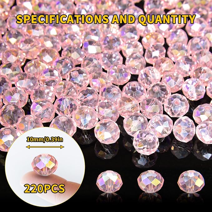 220Pcs 10mm Crystal Glass Beads - Image 2