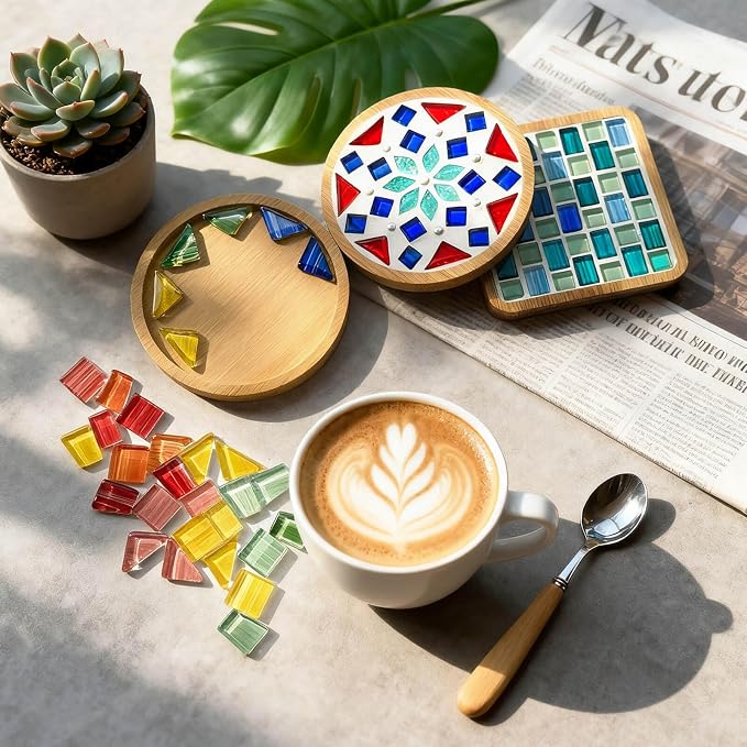 LITMIND 1.1LB Green Mix Striped Crystal Glass Mosaic Tiles – Assorted Shapes in - Image 5