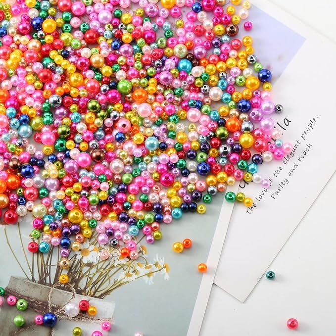 ToBeIT 2270pcs Satin Luste Beads Plastic Pearl Bead Pearls Colored Beads - Image 3