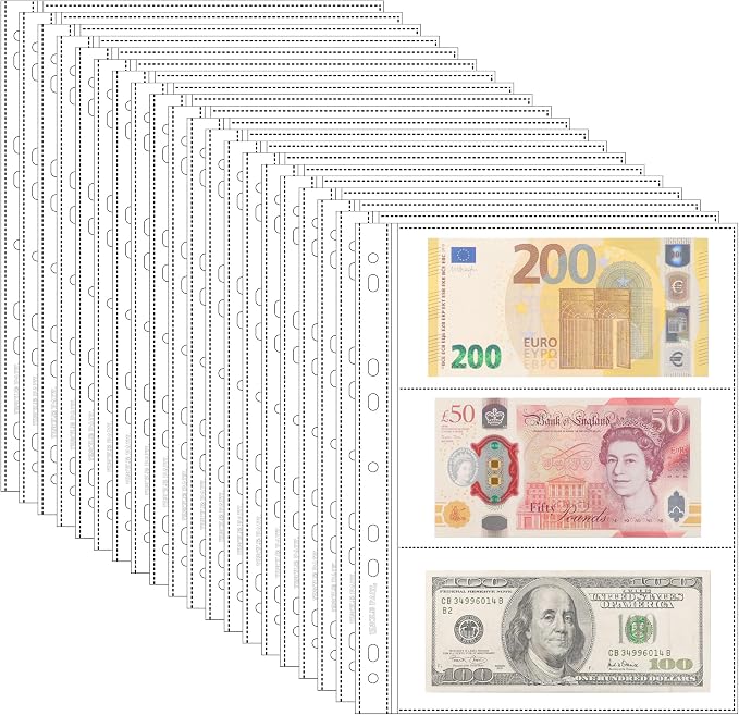 20 Sheets Currency Pages for Paper Money Collection by UnclePaul