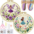 ERKOON Embroidery Kit for Beginners, 2 Set Flower Cross Stitch Set Include by ERKOON