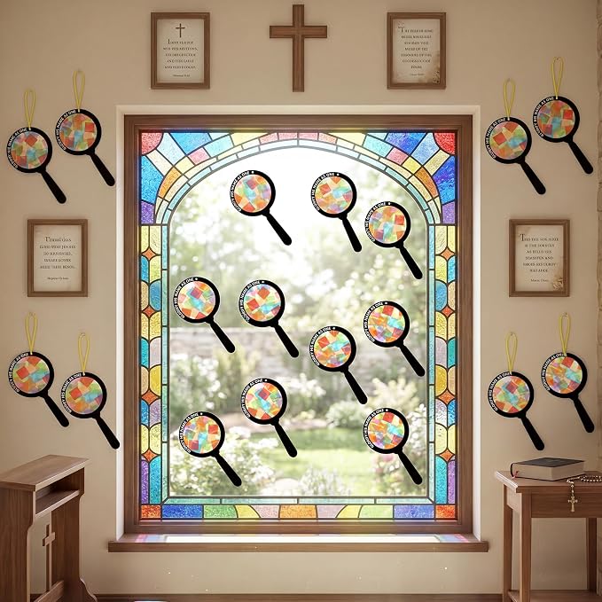 Renbuzhu 48PCS Sunday School VBS Crafts Bulk: Paper Magnifying Glass Nativity - Image 7
