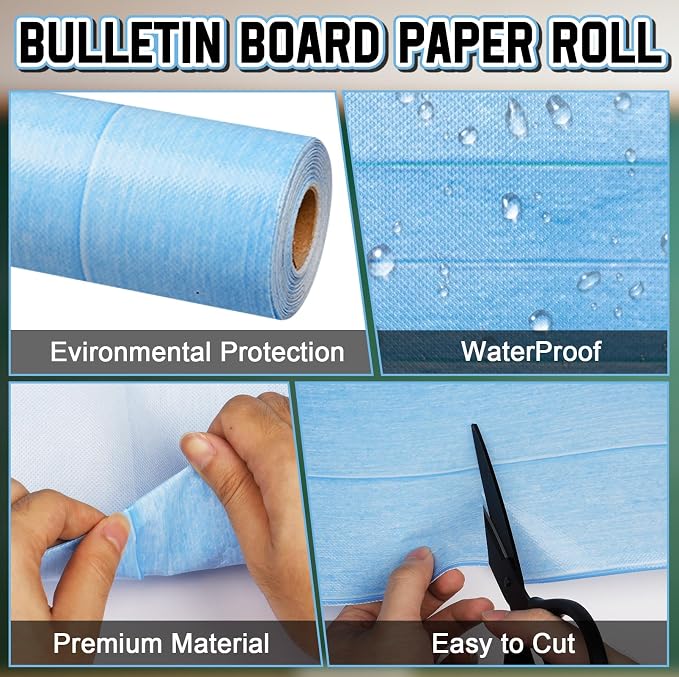 Inkspire Light Blue Wood Bulletin Board Paper Roll, 14.8FTx47IN Large Reusable - Image 3