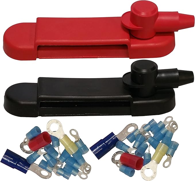 JQuad(Pair - Red & Black) 12 Terminal Distribution Block -BUSBARS- with Ring Terminals