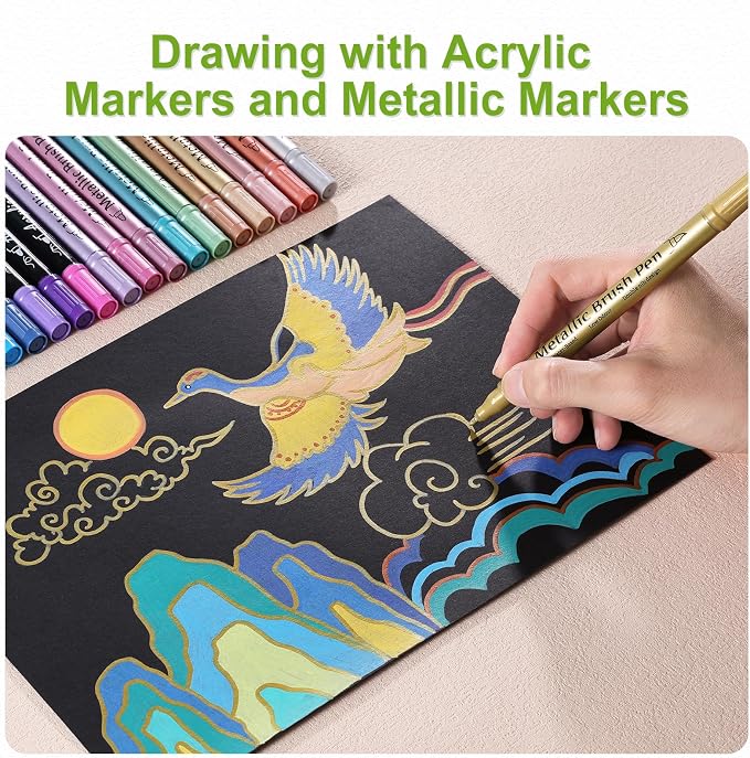 24 Metallic & 24 Acrylic Paint Markers Pens - Image 4