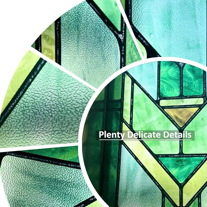 Original Hand Drawn Faux Stained Glass Window Film, Double-Sided Privacy Static - Image 3