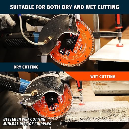 7 Inch Turbo Diamond Saw Blades for Angle Grinder, 7" Diamond Blade for Fast Cutting Granite Marble Concrete Brick (2-Pack)