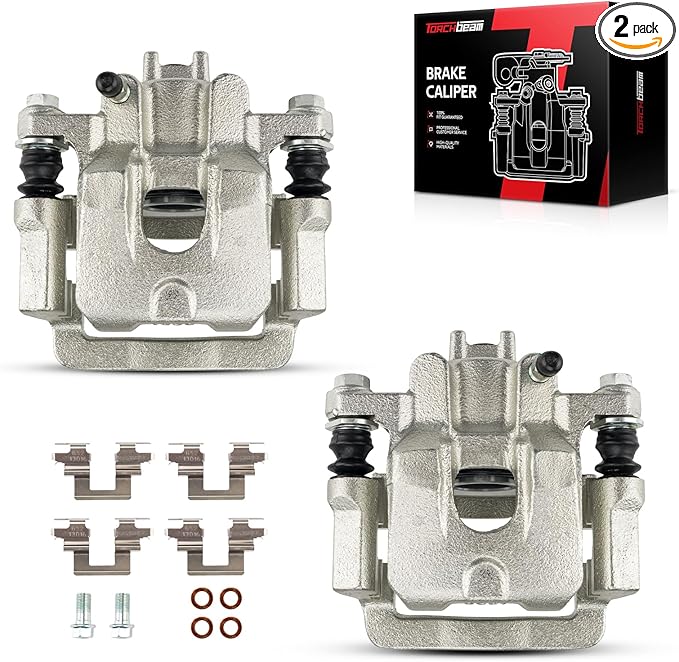 Torchbeam 2PCS Rear Driver and Passenger Side Brake Caliper for Honda 2003-2008 Pilot, Acura 2001-2006 MDX, Disc Brake Caliper Assembly with Bracket Replace #19B2675+19B2674