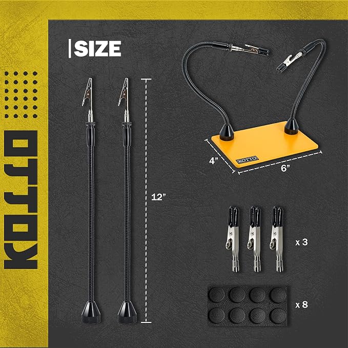KOTTO Third Hand Soldering Tool PCB Holder Two Magnetic Based Flexible Metal - Image 4