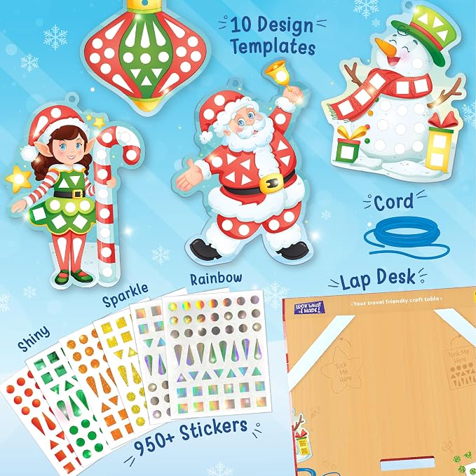 Imagimake Mirror Mosaic Christmas Kids Art Set | DIY Craft Kit | Foil Stickers - Image 2