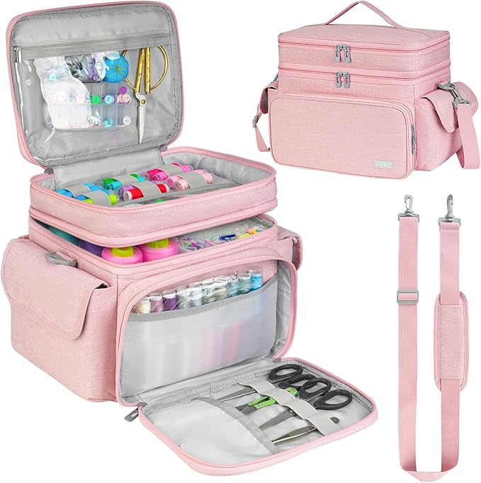 LEFOR·Z Sewing Supplies Organizer, Double-Layer Sewing Accessories Storage Bag by LEFOR%C2%B7Z