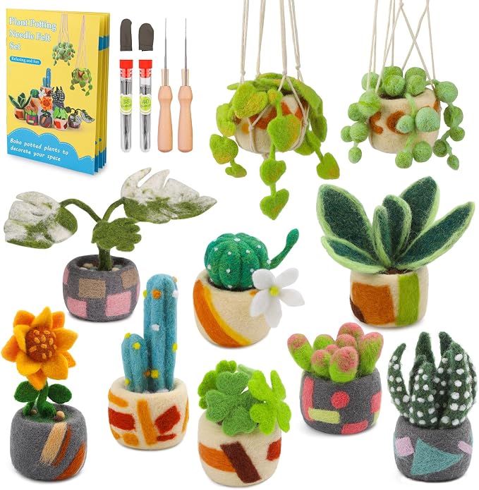 OEHPICC Needle Felting Kit, 10 Pack Plant Pot Needle Felting Starter Kit | by OEHPICC