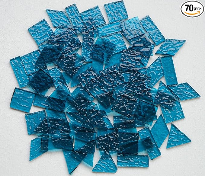Large Size Textured Transparent Glass Mosaic Tiles, 200g Stained Glass Pieces by Unknown