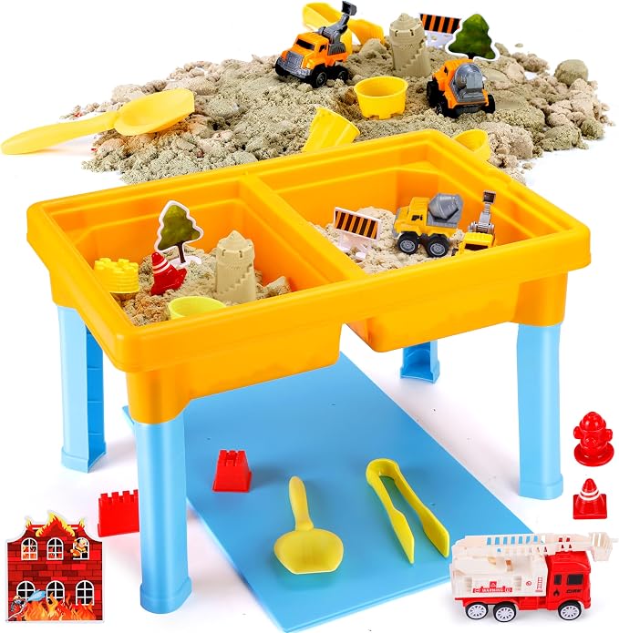 Carolart Construction Water & Sand Table, 2 in 1 Sensory Table Gift | by Carolart