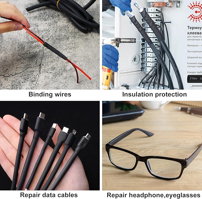 Lsnisni 1.77 Inches Heat Shrink Tubing Kit 200 Pcs, Ratio 4:1 Adhesive Lined, Dual Wall Tube - Marine Grade Waterproof, 5 Diameters, Heat-Shrink Tube, Heat Shrink Cable Sleeve - Black