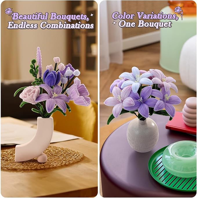 Funtopia Pipe Cleaner Flowers, Pipe Cleaner Flower Kit - Image 2