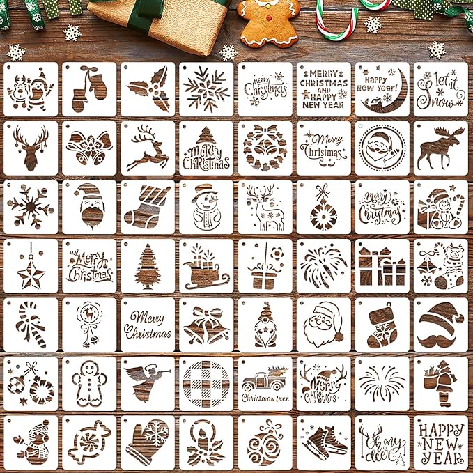 Augshy 56 Pack Christmas Dot Painting Templates Stencils DIY Christmas Pattern by Augshy