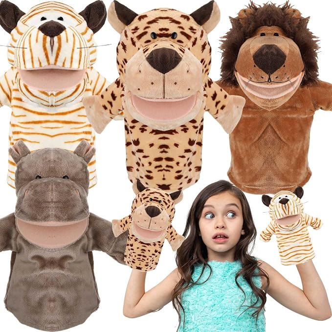 RoundFunny 4 Pcs Hand Puppet Animal by RoundFunny