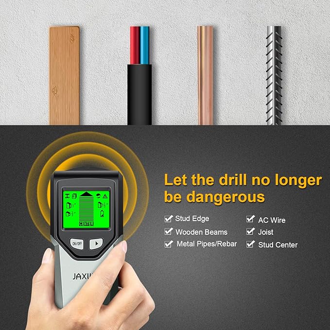 Stud Finder Wall Scanner - 5 in 1 Stud Finder Tool w/Microprocessor Chip and HD LCD Display, Stud Detector Beam Finders for Center & Edge of Wood AC Wire Metal Studs Joist Pipe