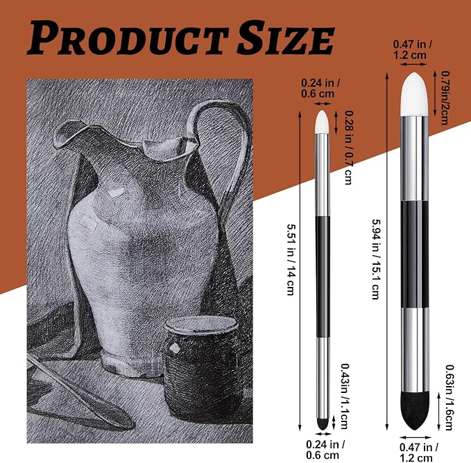 Kosiz 12 Pcs Blending Sponge Pen Double Headed Rub and Buff Washable Sketch - Image 2