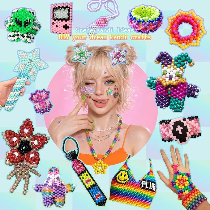 5 Boxes Bracelet Making Kit Pony Beads, 96 Colors 3500Pcs Kandi Beads - Image 3