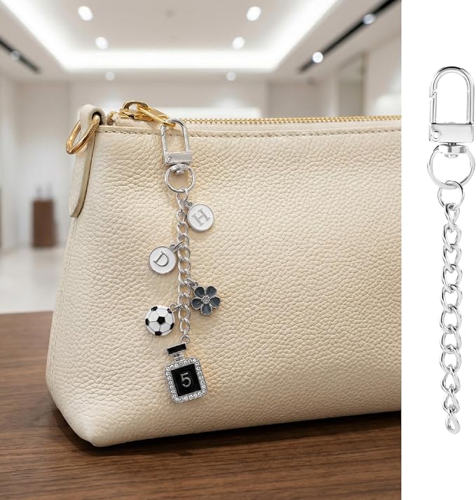 20pcs Silver Keychain Making Kit, Key Ring Swivel Snap Hook Chains, Alloy - Image 4