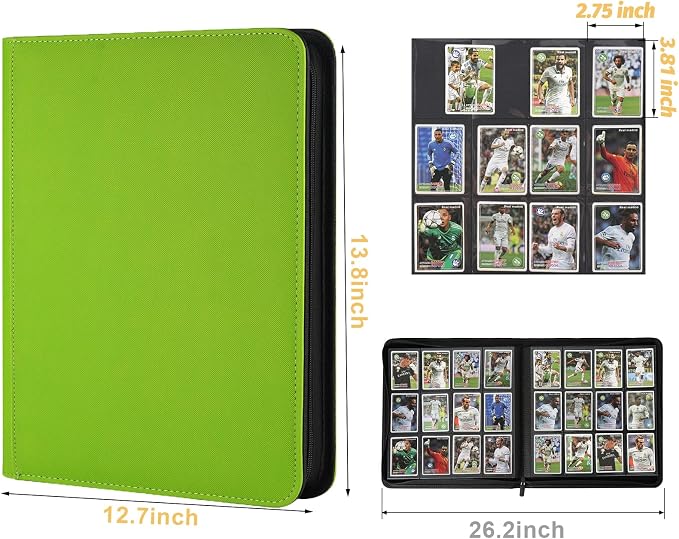 12 Pocket Ringless Side Loading Trading Card Binder, 720 Cards PU Fixed Page - Image 2