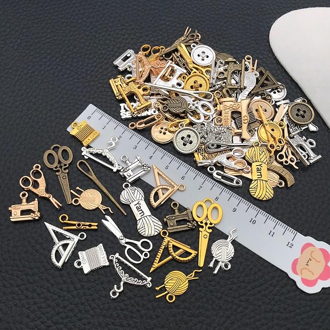 WOCRAFT 100pcs Sewings Charms for Jewelry Making Assorted Jewelry Bangle - Image 3