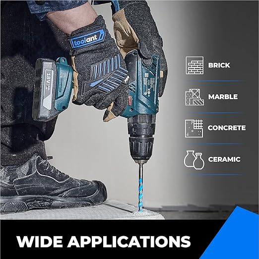 toolant 1/2" Concrete Drill Bit Set & Masonry Drill Bit Set, Shockproof Hex Shank Hammer Drill Bit Set for Glass/Brick/Plastic/Cement/Tile, Industrial Strength Carbide Drill Bit Tip 1/2" Box of 5