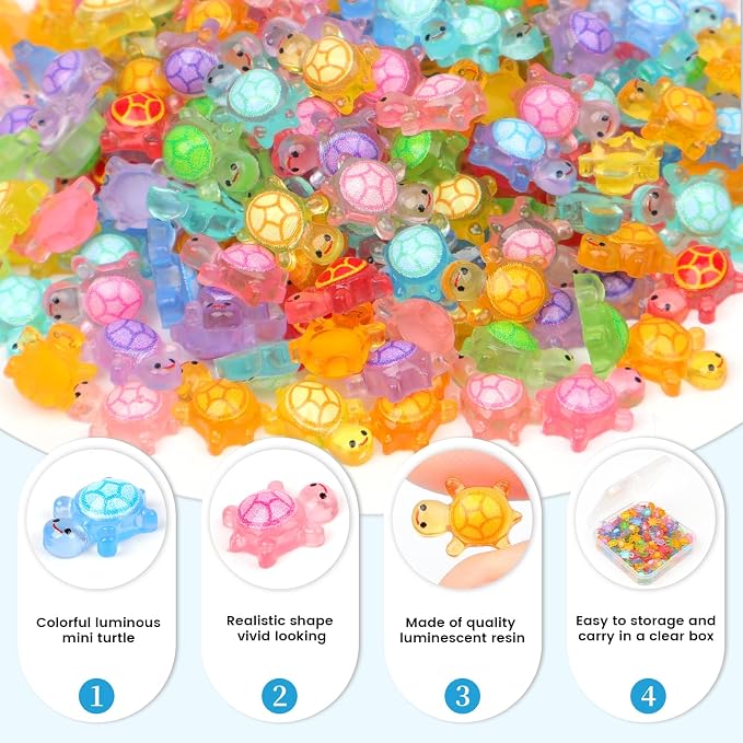 200pcs Mini Resin Turtles Luminous Tiny Turtle - Image 2