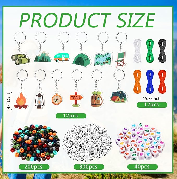 Landical 564 Pcs Camper Keychain Making Kit DIY Name Bead Key Chain Craft - Image 2